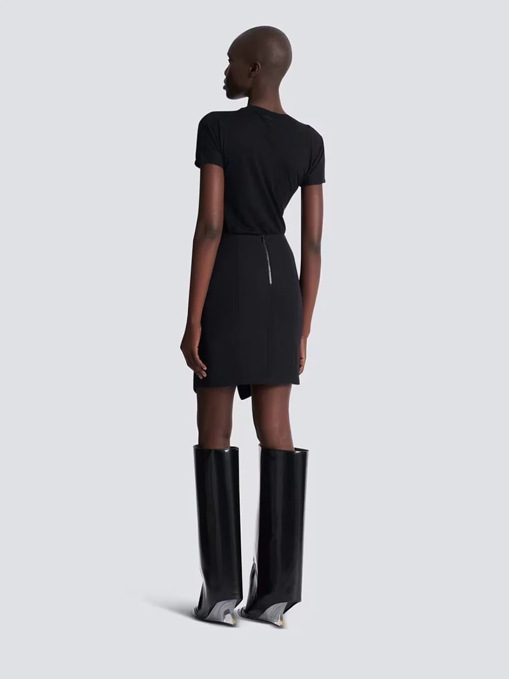 Black Short Grain de Poudre Skirt - Image 4