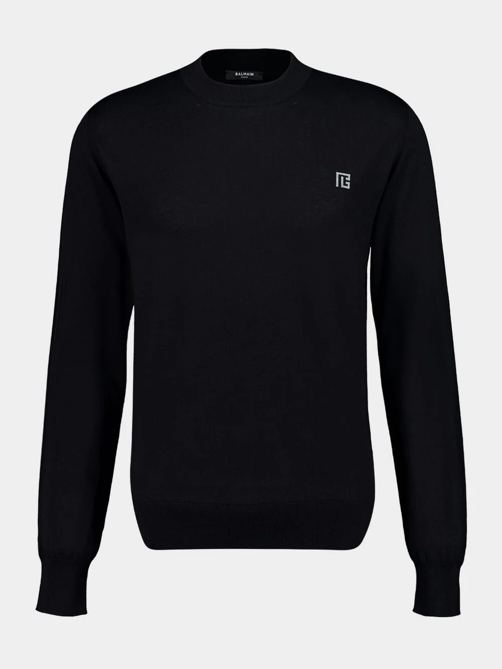 Black Silk-Cotton Jumper with PB Logo - Image 2