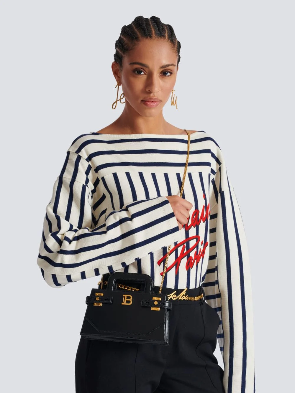Black Small B-Buzz Top Handle Bag in Calfskin - Image 2