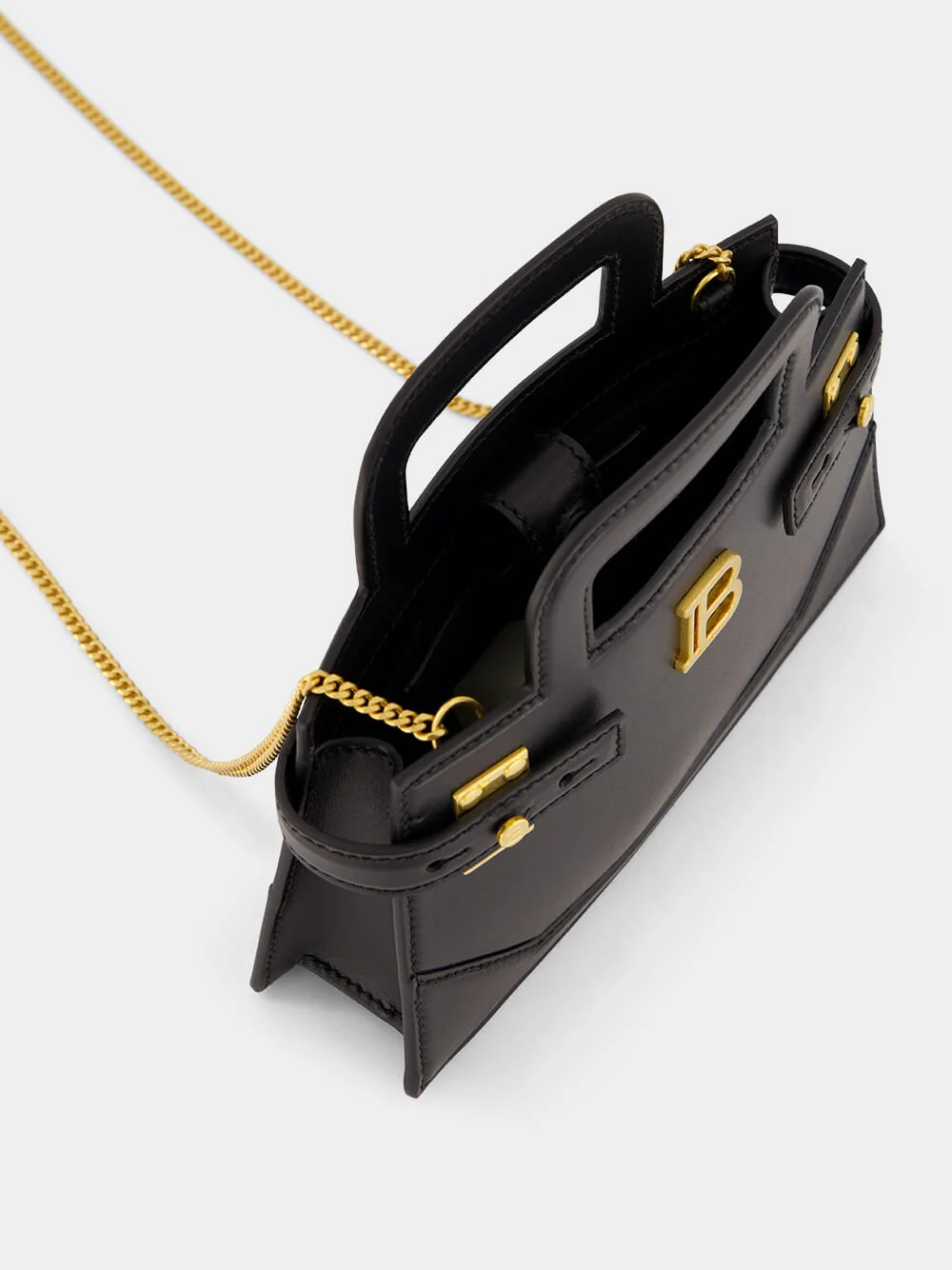 Black Small B-Buzz Top Handle Bag in Calfskin - Image 7