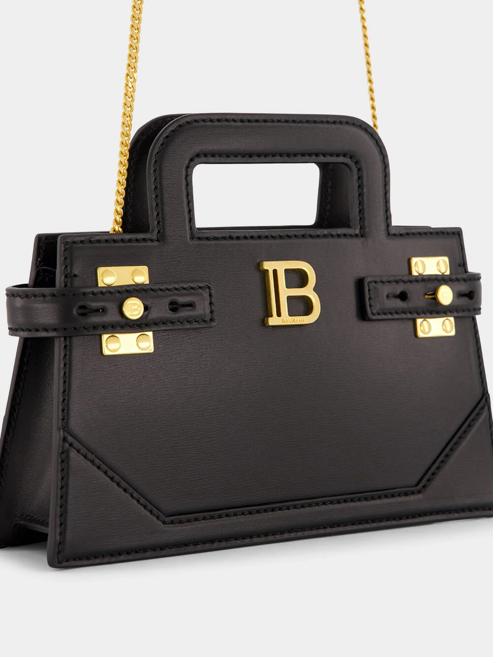 Black Small B-Buzz Top Handle Bag in Calfskin - Image 8