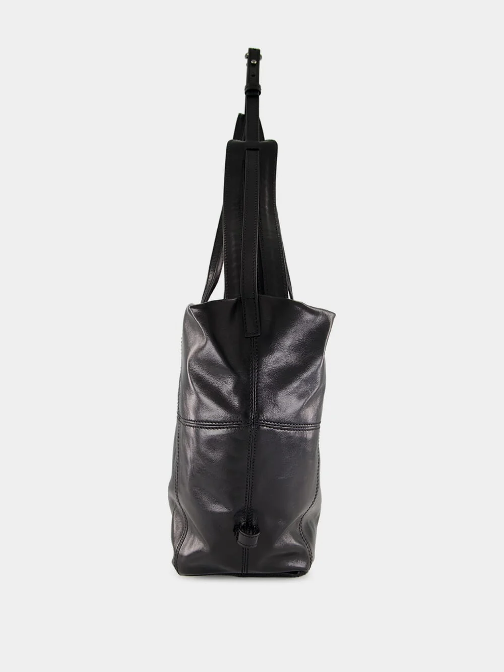 Black Track Shiny Leather Tote Bag - Image 6