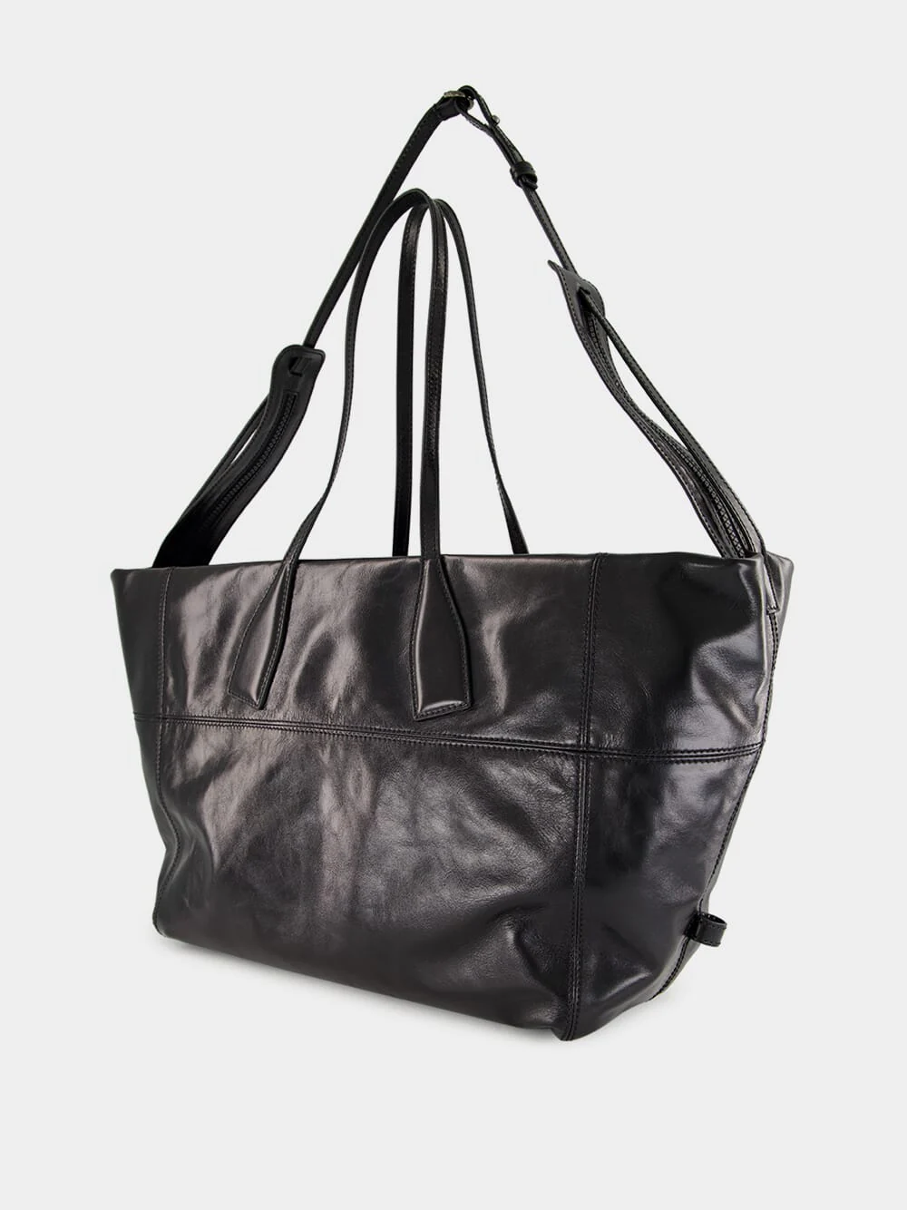 Black Track Shiny Leather Tote Bag - Image 7
