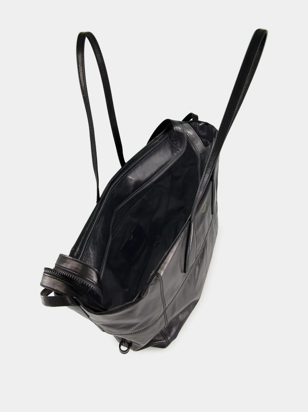 Black Track Shiny Leather Tote Bag - Image 8