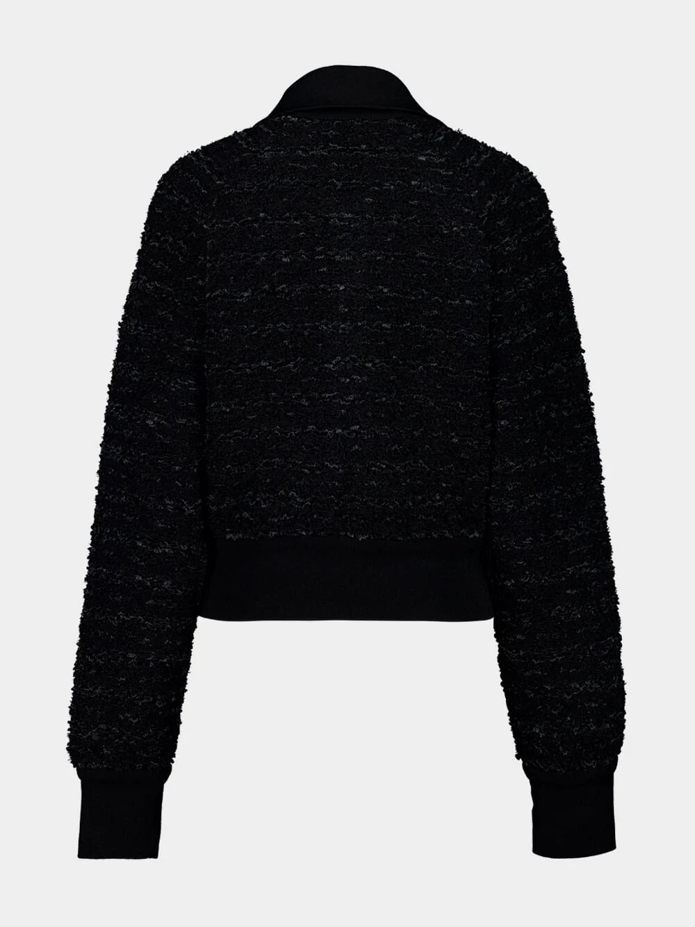 Black Tweed Bomber Jacket - Image 4