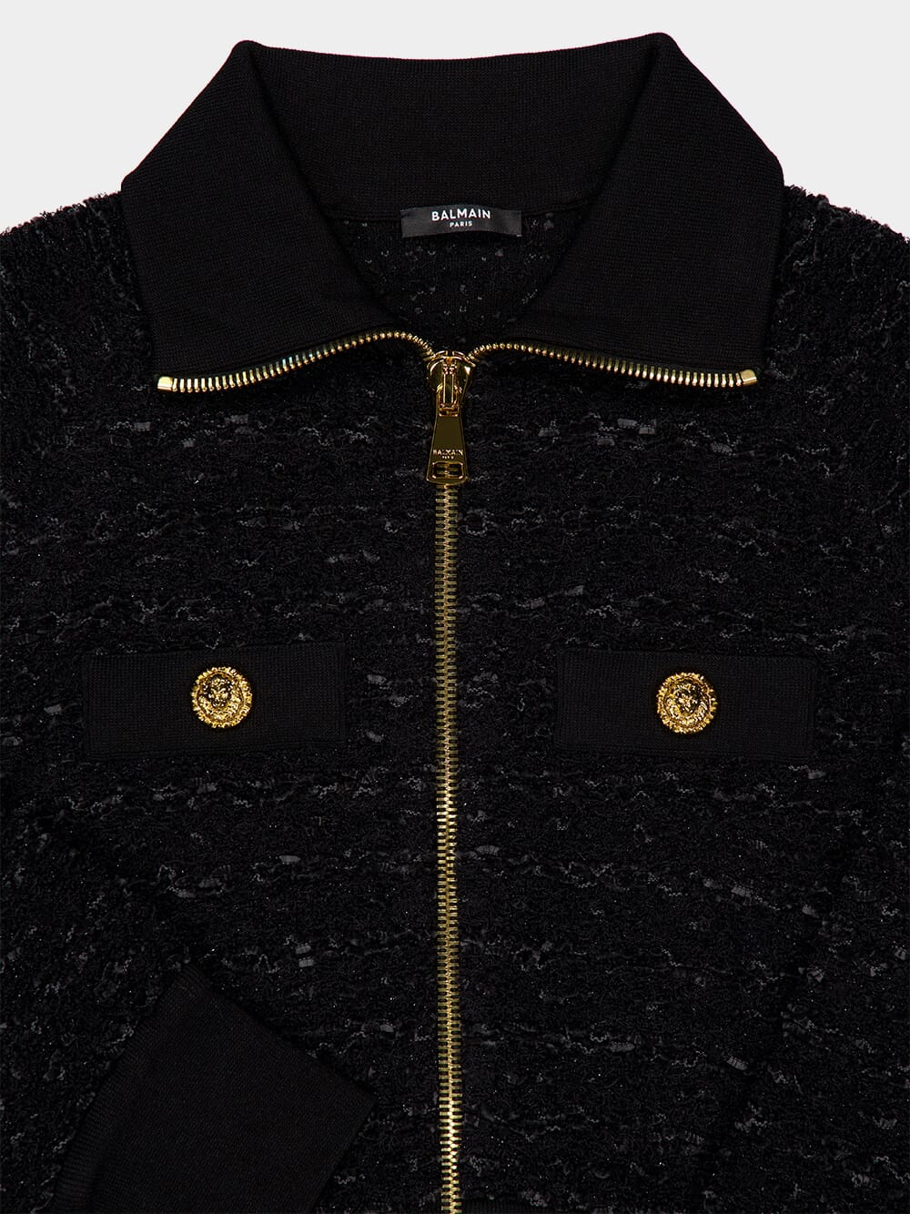 Black Tweed Bomber Jacket - Image 5