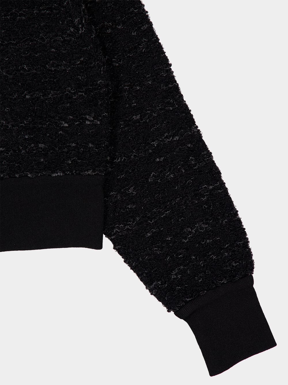 Black Tweed Bomber Jacket - Image 6