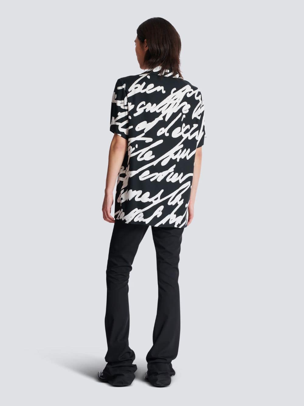 Black Twill Pyjama Shirt with "Love Letter" Print - Image 4