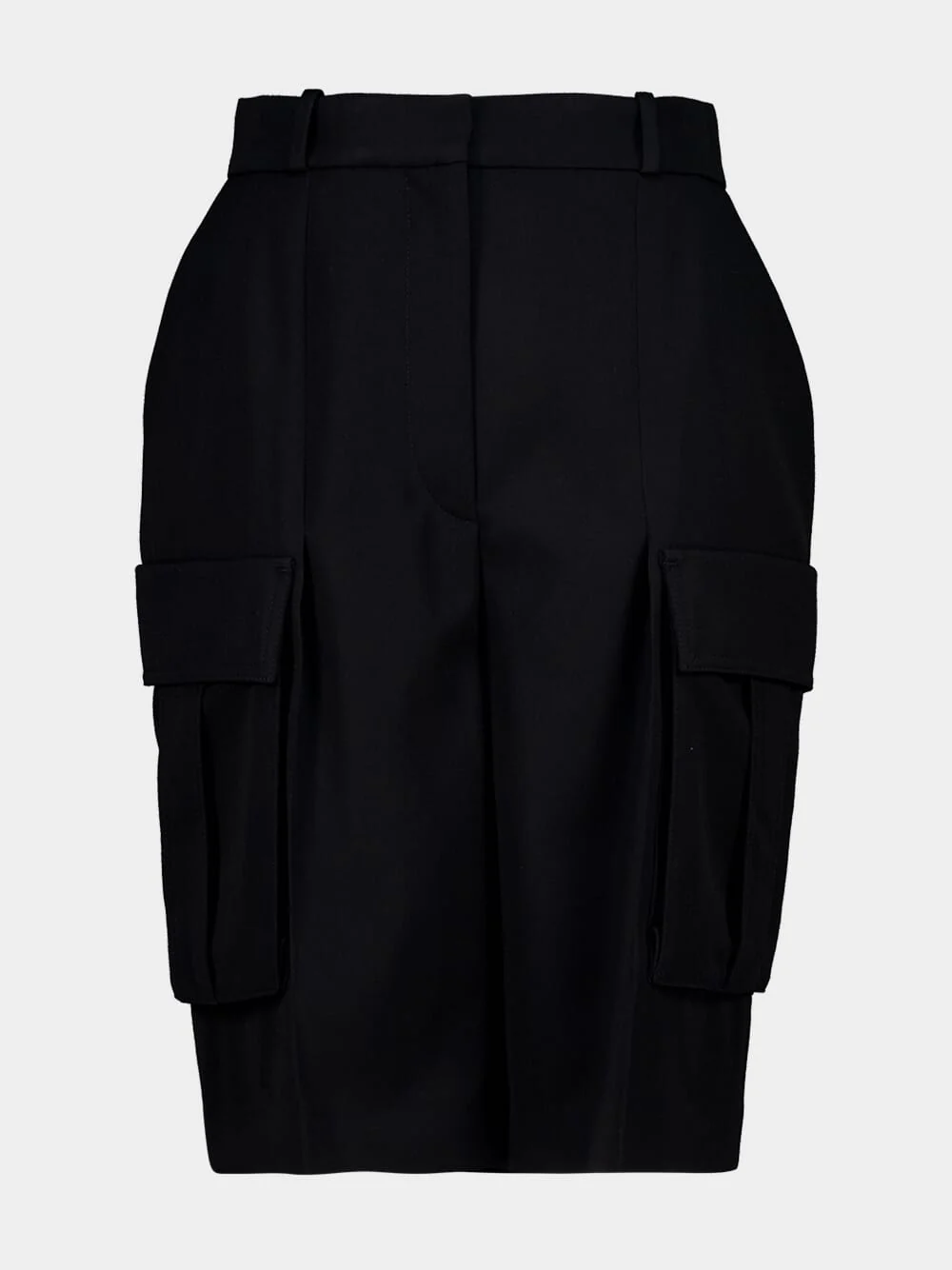 Black Wool Cargo Bermuda Shorts