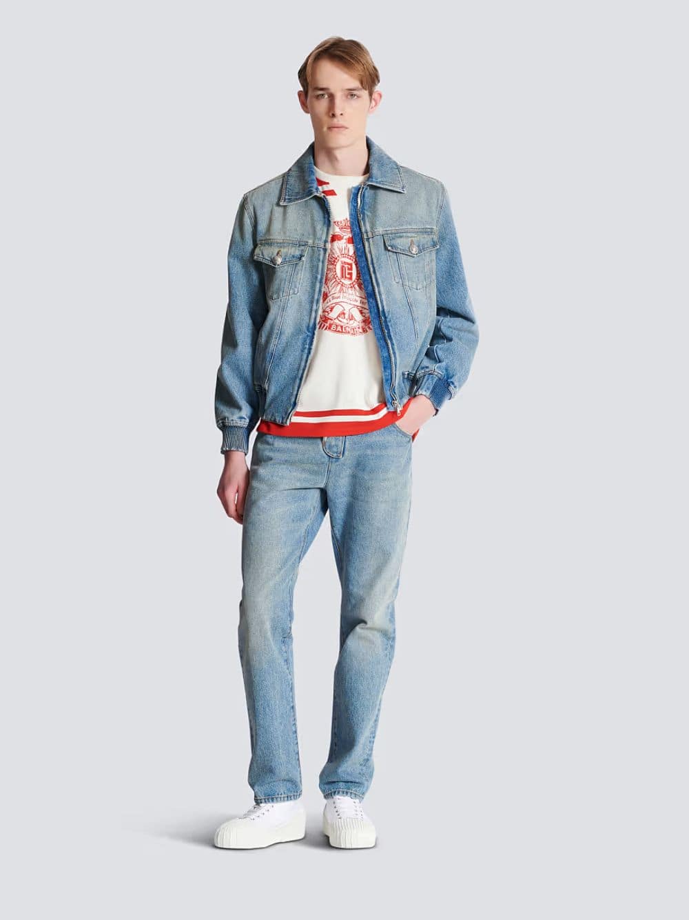 Blue Cropped Lined Denim Jacket