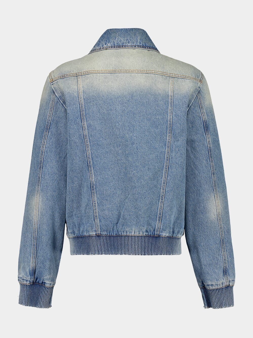Blue Cropped Lined Denim Jacket - Image 4