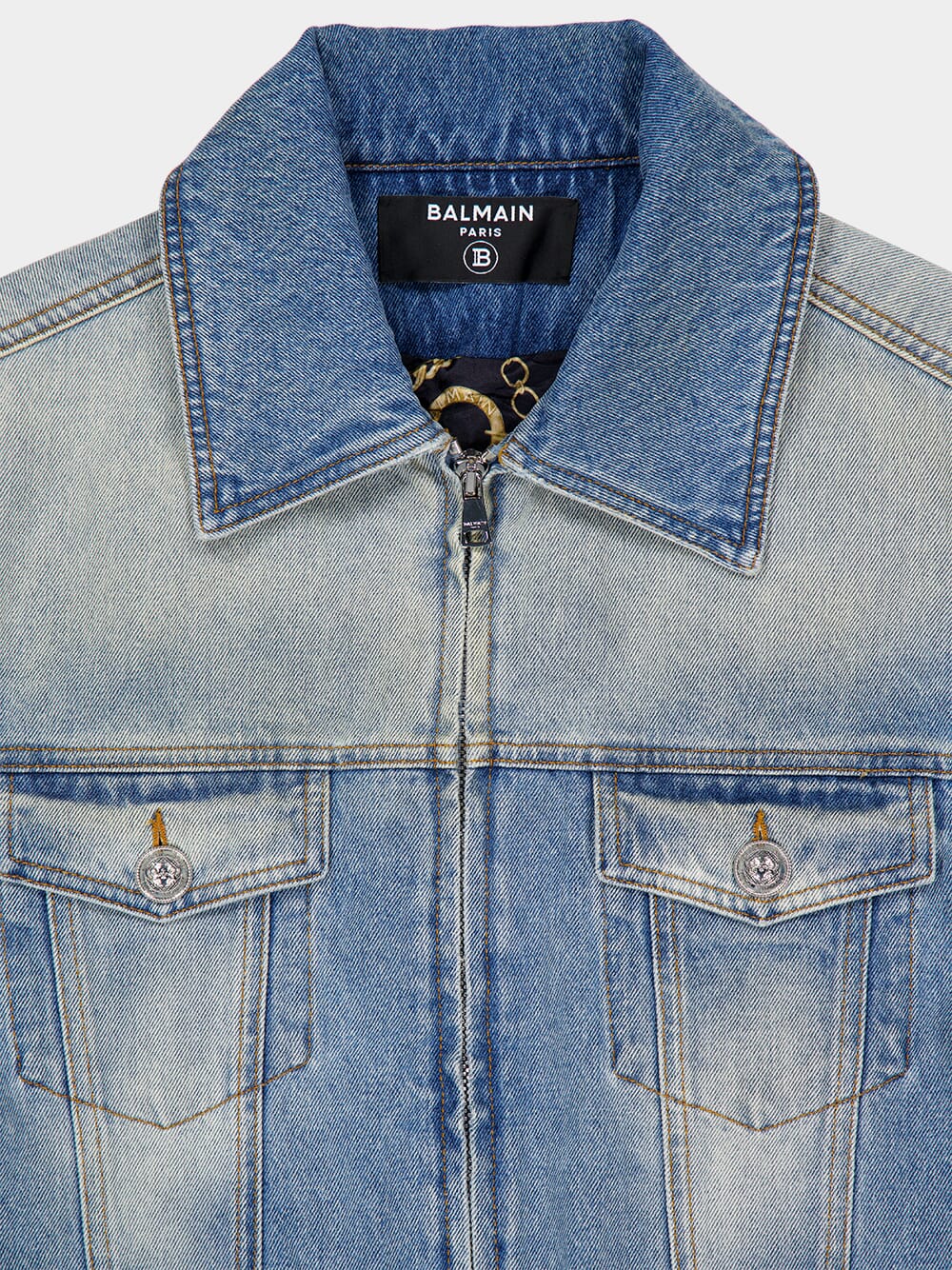 Blue Cropped Lined Denim Jacket - Image 5