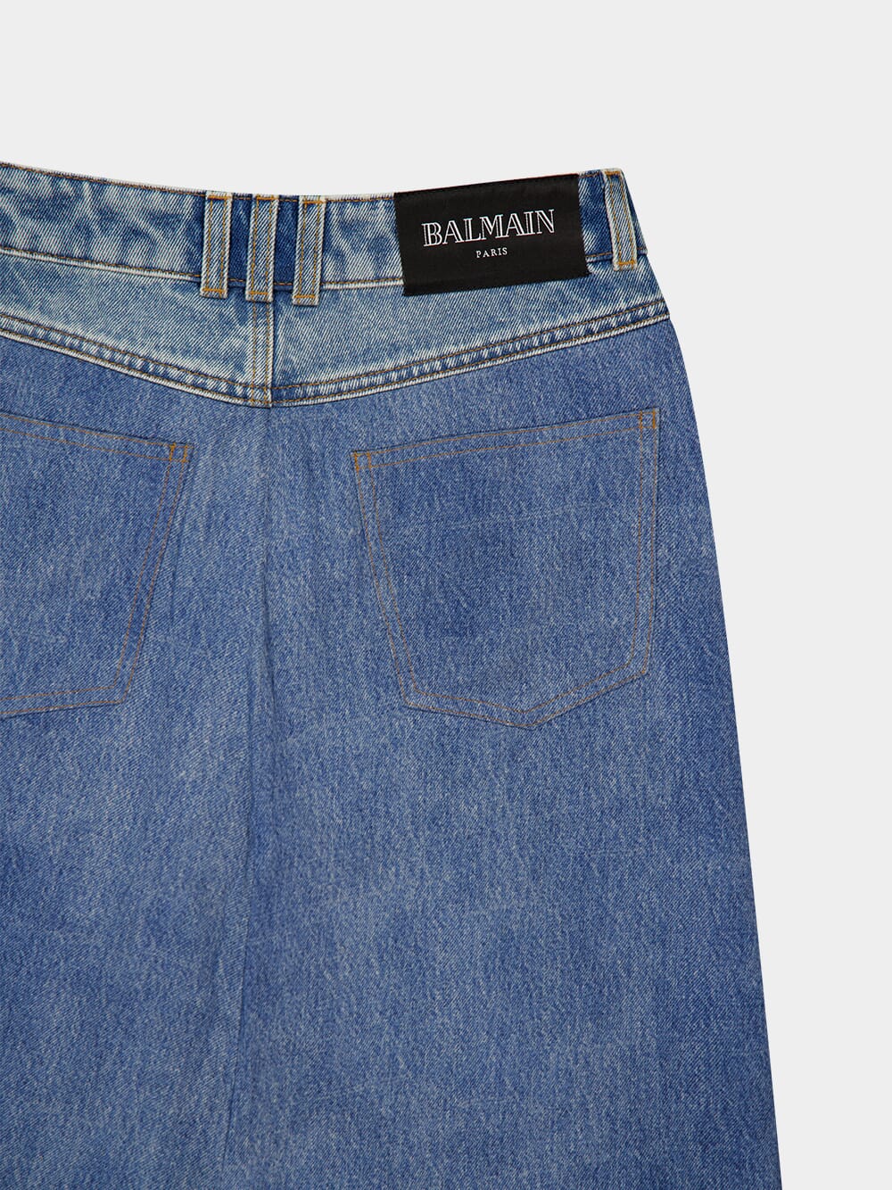 Blue Denim Jeans with Draped Skirt - Image 6