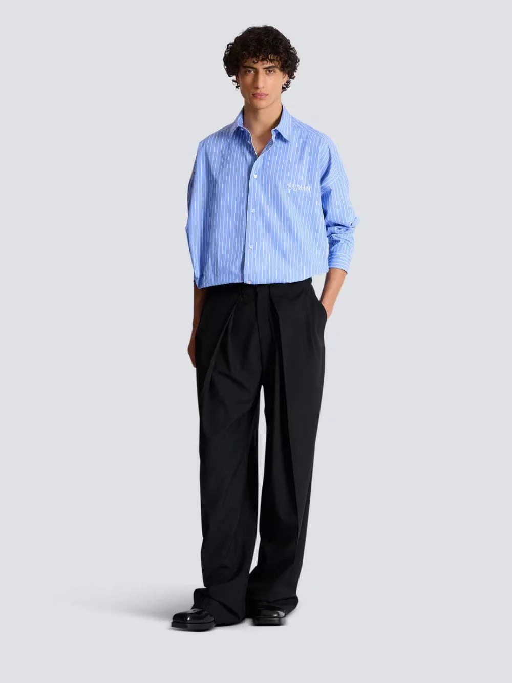 Blue Relaxed Fit Striped Cotton Shirt