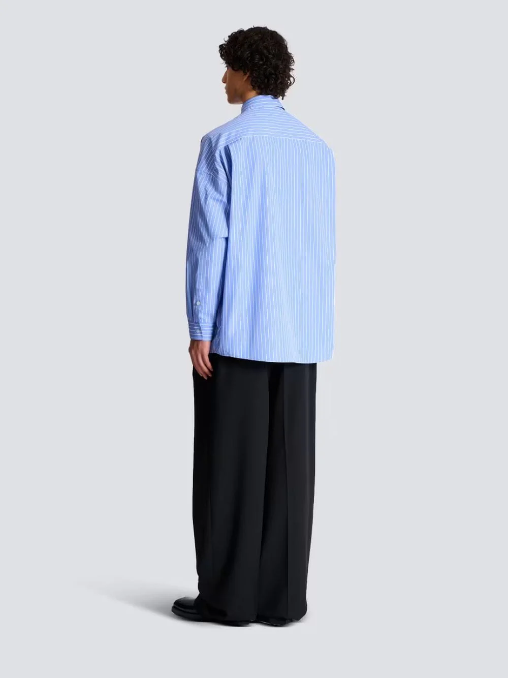 Blue Relaxed Fit Striped Cotton Shirt - Image 3