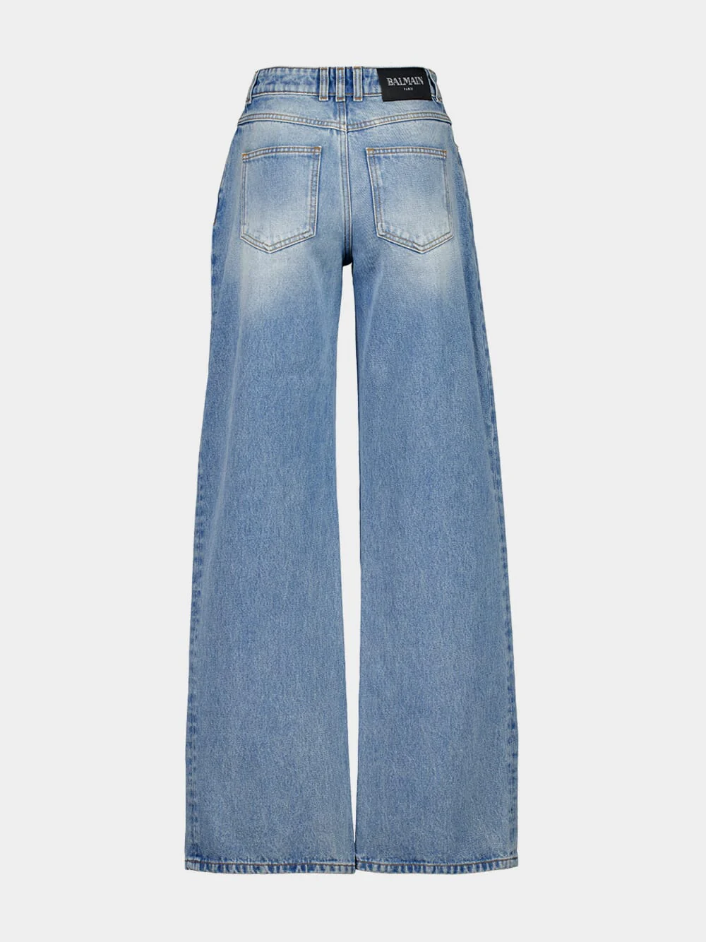 Blue Straight-Leg Faded Denim Jeans - Image 3