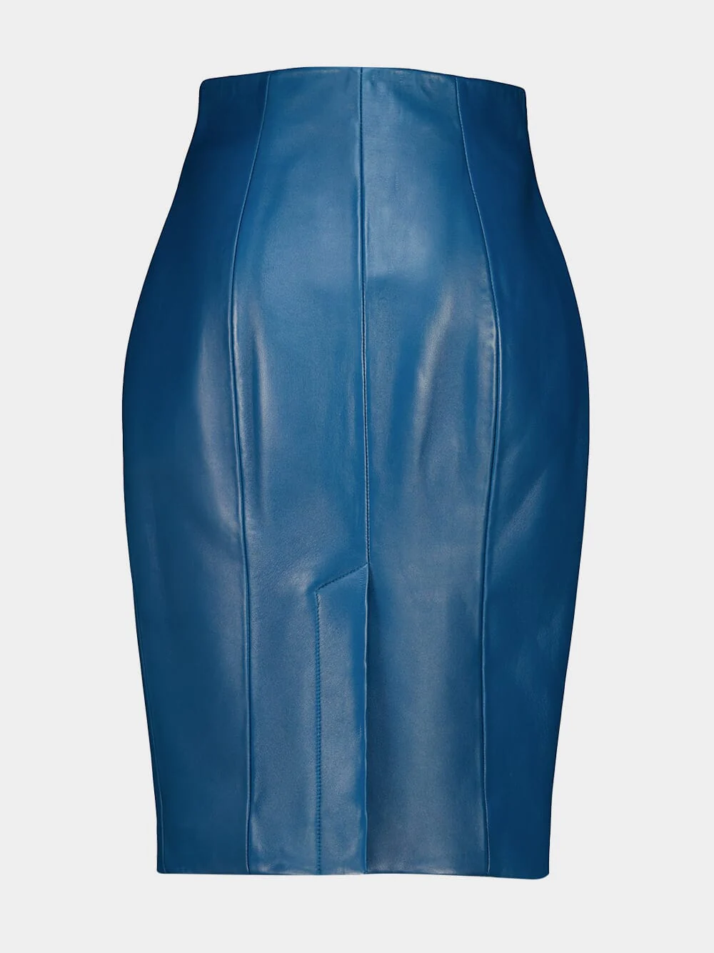 Blue Zipped Lambskin Skirt - Image 3