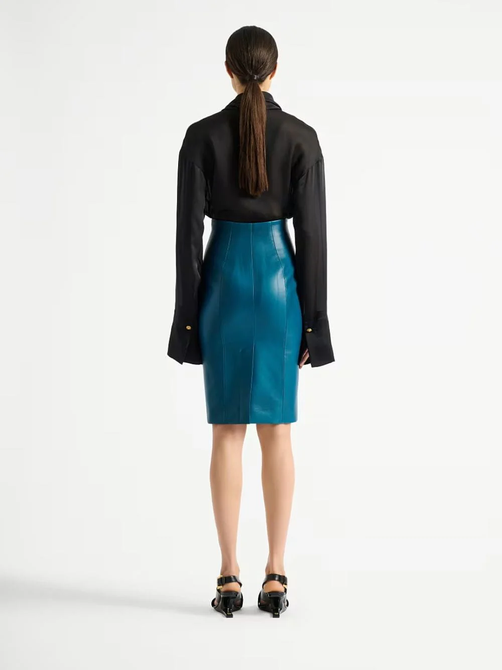Blue Zipped Lambskin Skirt - Image 4