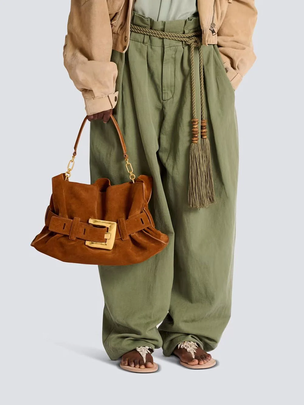 Brown Anthem Medium Suede Leather Bag - Image 4