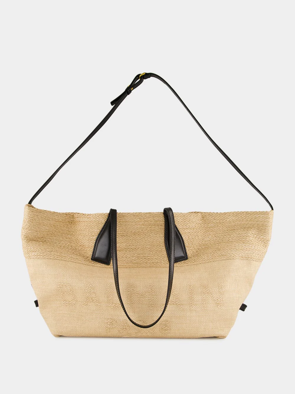 Brown Track Raffia Tote Bag - Image 3