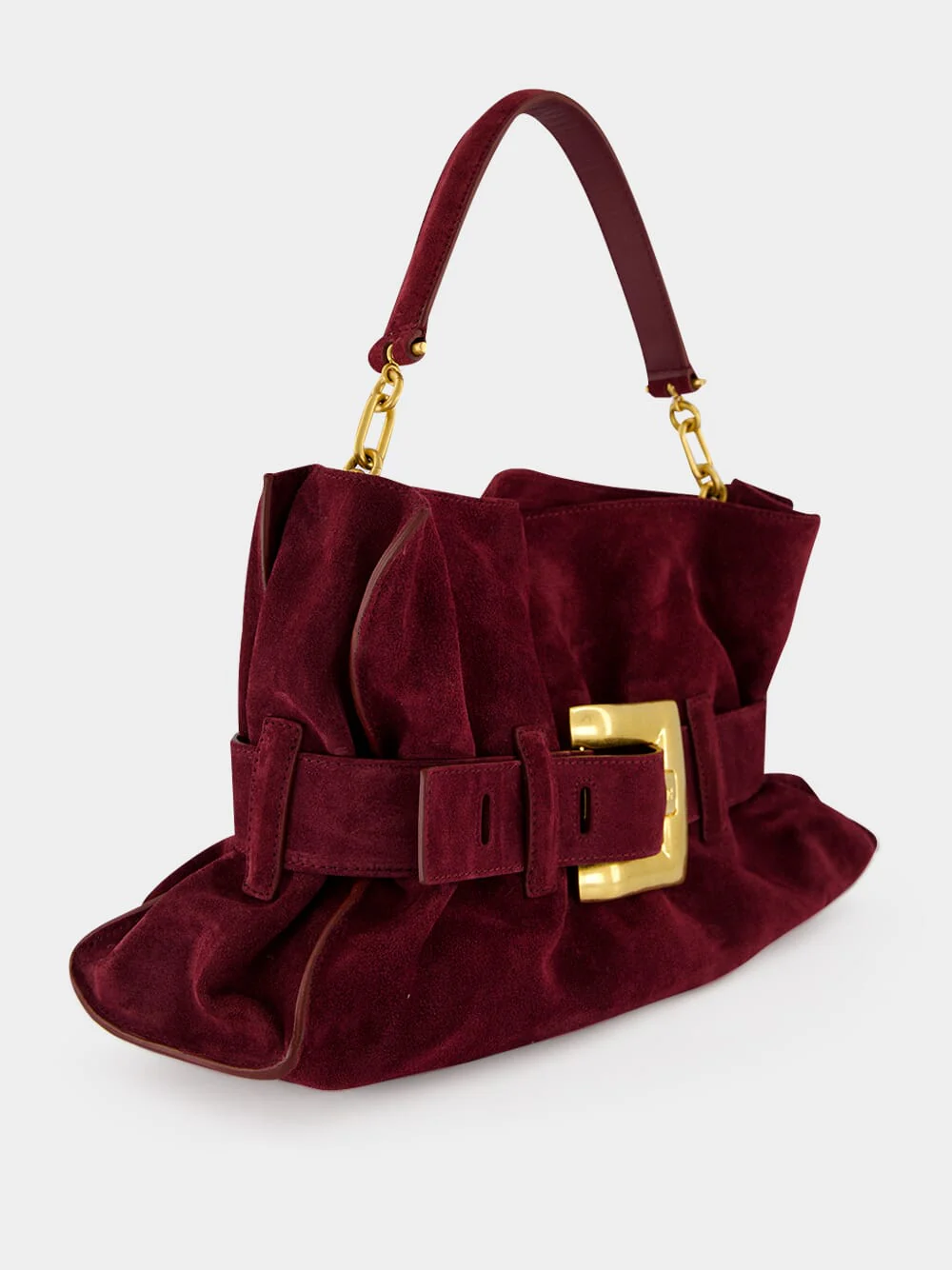 Burgundy Anthem Medium Suede Leather Bag - Image 2