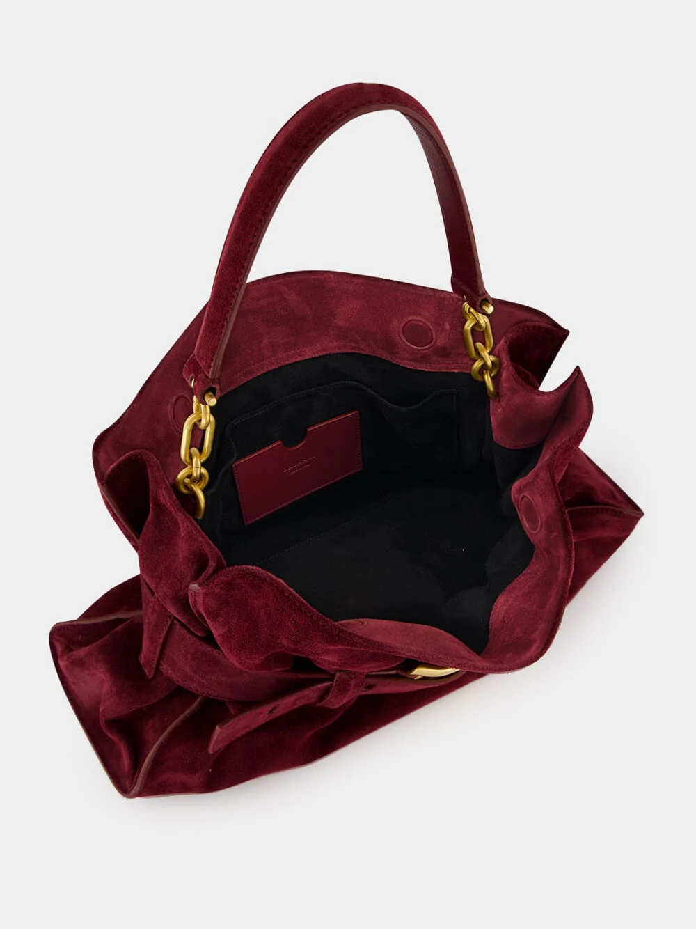 Burgundy Anthem Medium Suede Leather Bag - Image 5