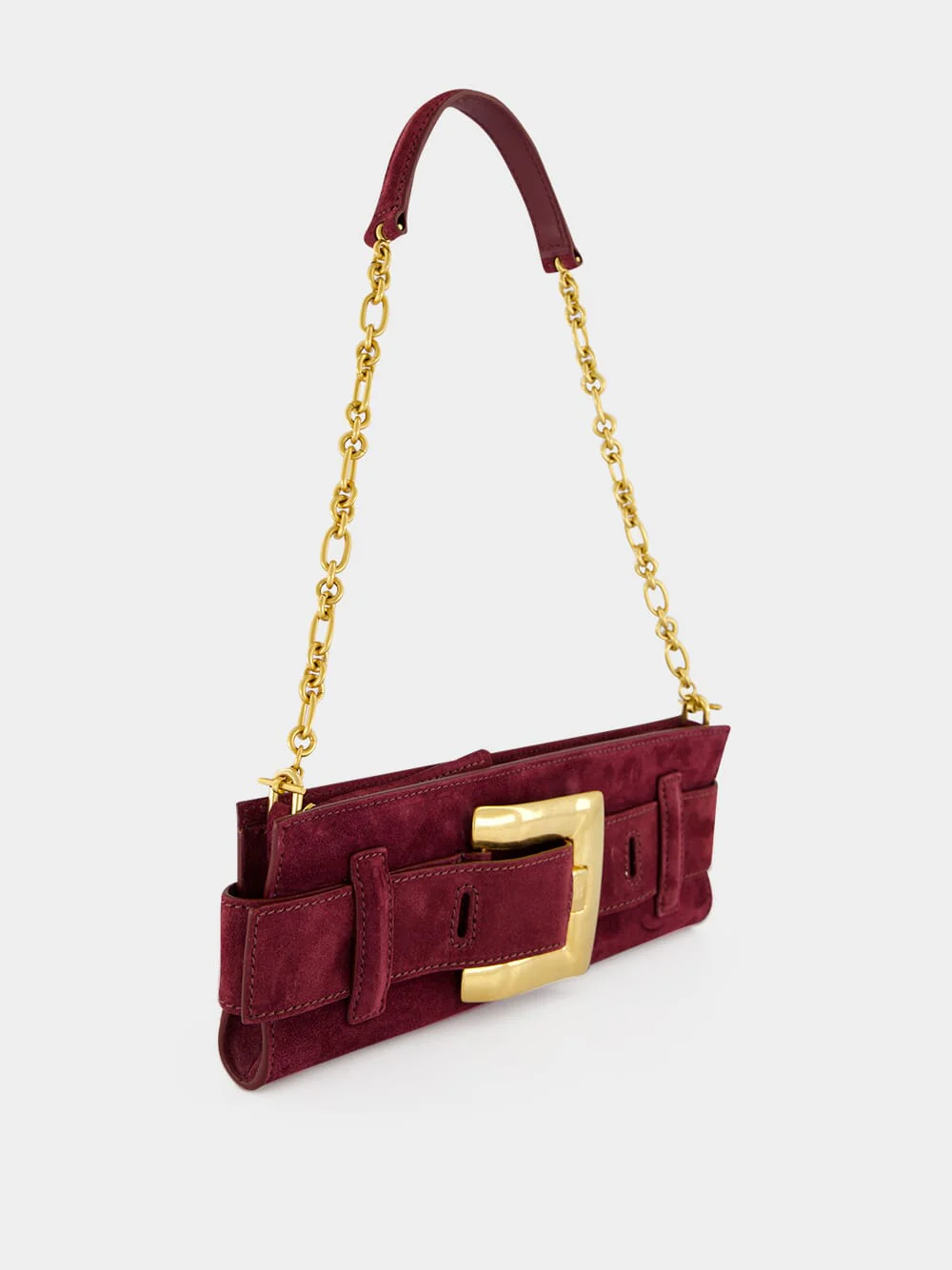 Burgundy Anthem Suede Clutch Bag - Image 2