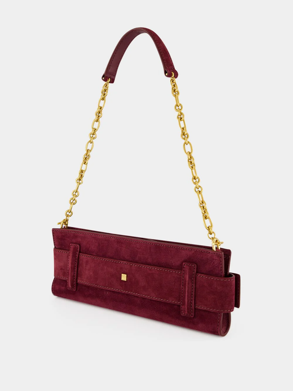 Burgundy Anthem Suede Clutch Bag - Image 4