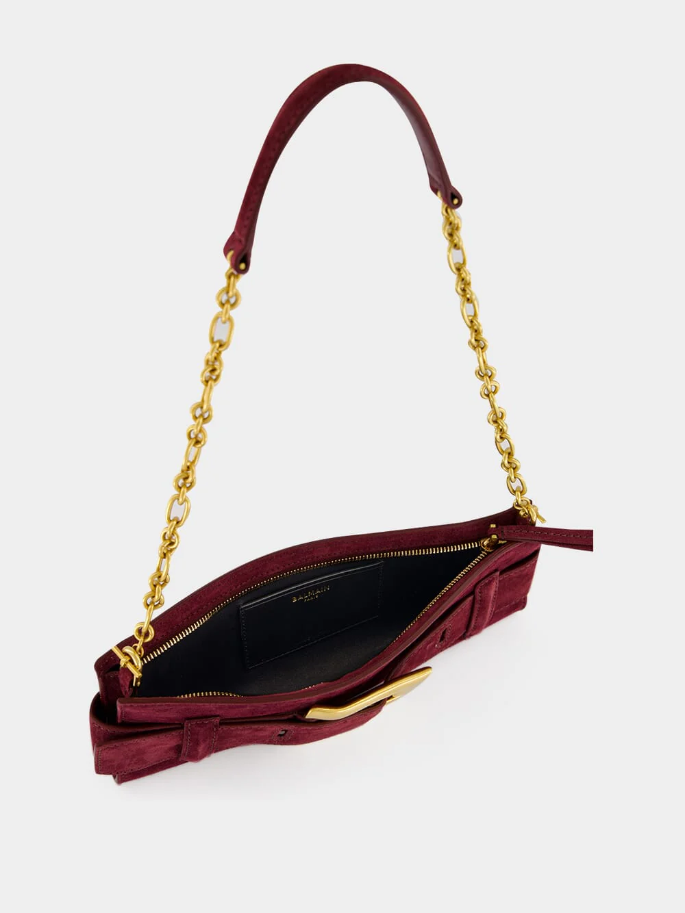 Burgundy Anthem Suede Clutch Bag - Image 5