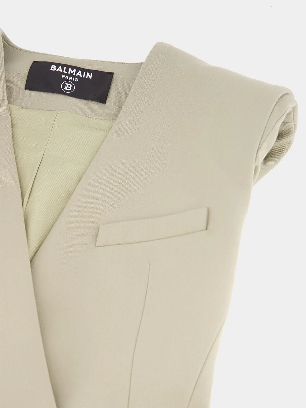 Beige buttoned grain-de-poudre waistcoat - Image 3