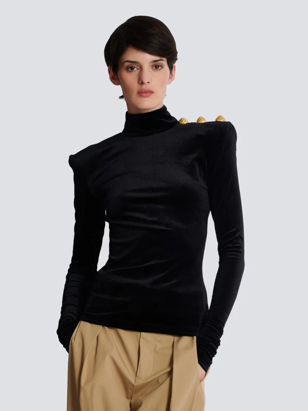 Black Long Sleeved Velvet Top