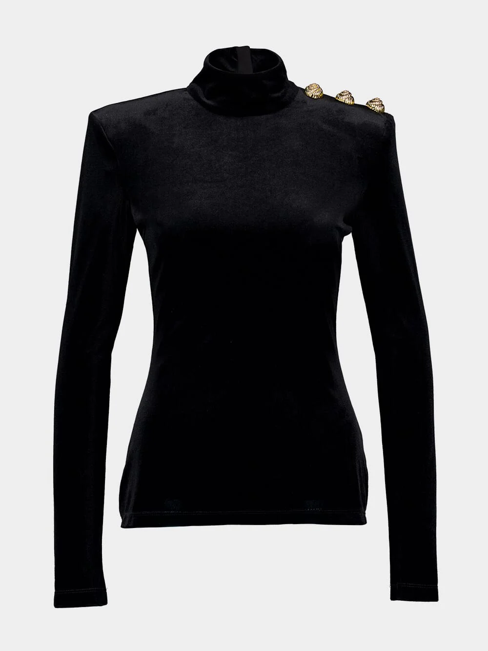 Black Long Sleeved Velvet Top - Image 2