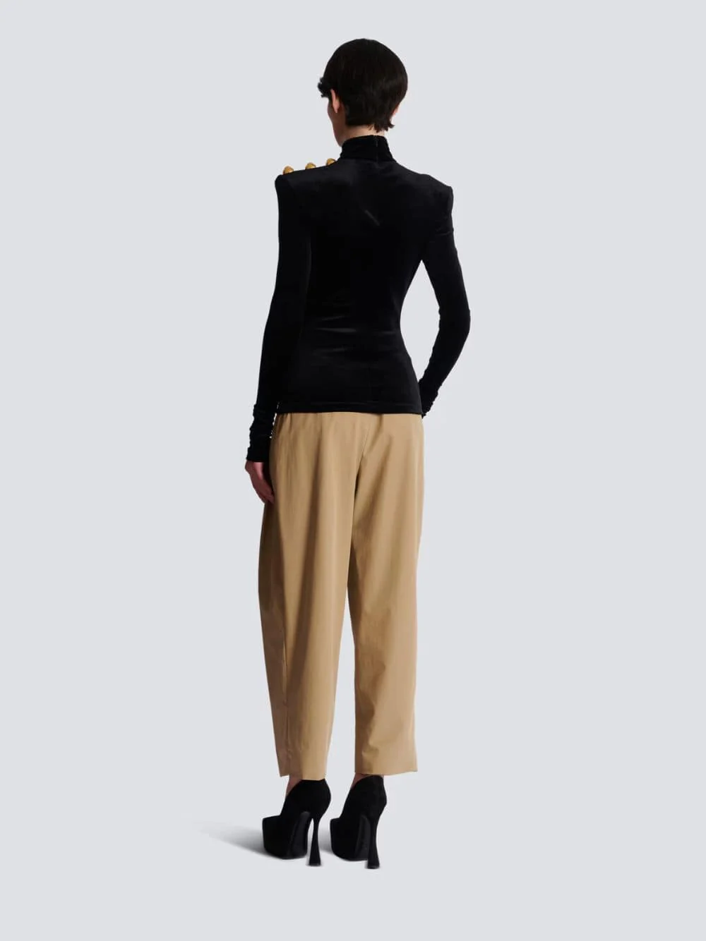 Black Long Sleeved Velvet Top - Image 5