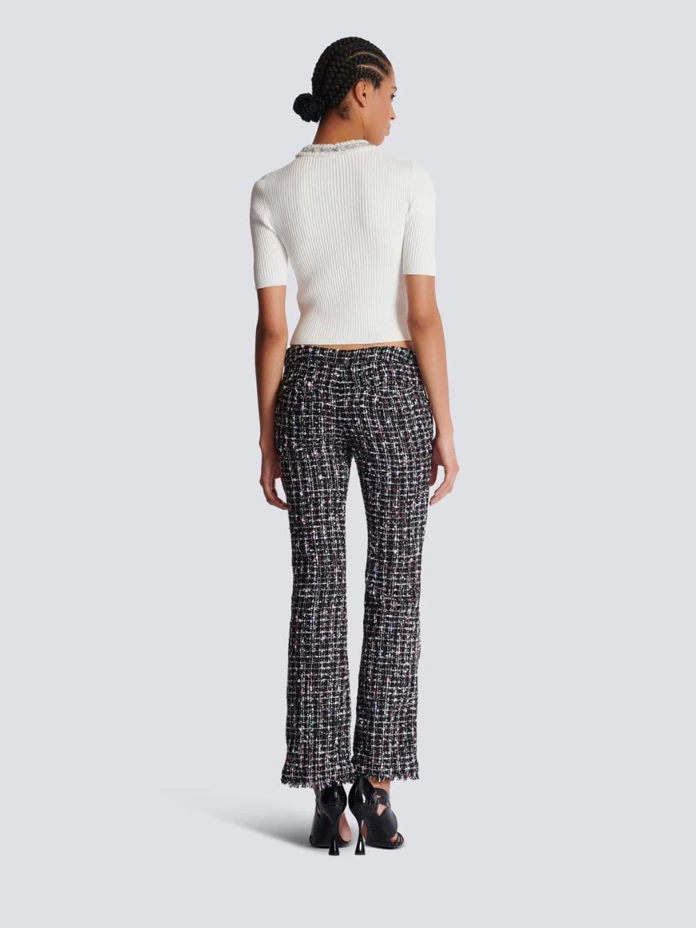 Black Tweed Flared Pants - Image 3