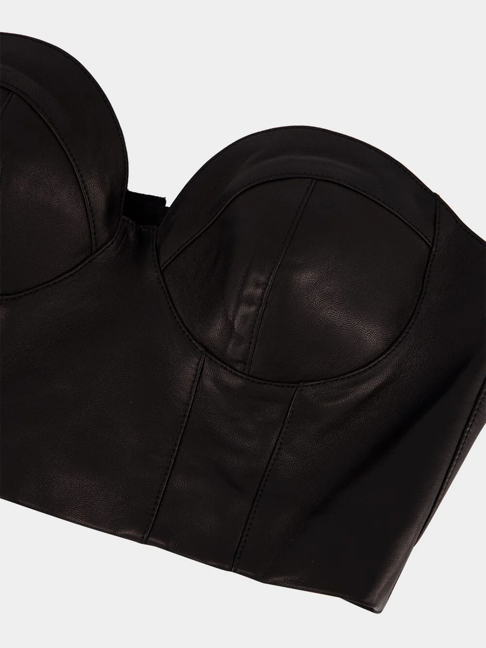 Black Zip-Up Leather Corset Top - Image 3