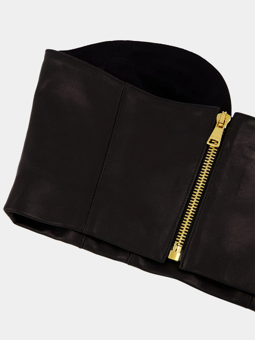 Black Zip-Up Leather Corset Top - Image 4