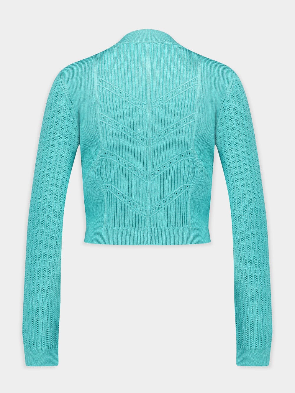 Blue Cropped Knit Cardigan - Image 3