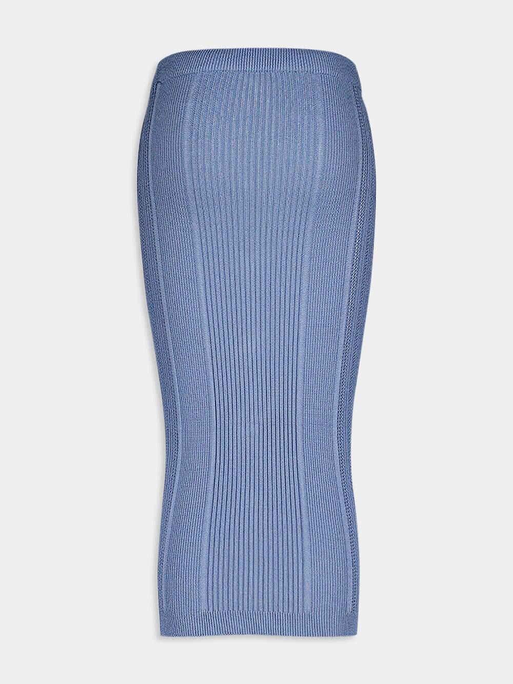 Buttoned Rib-Knit Midi Skirt - Image 3
