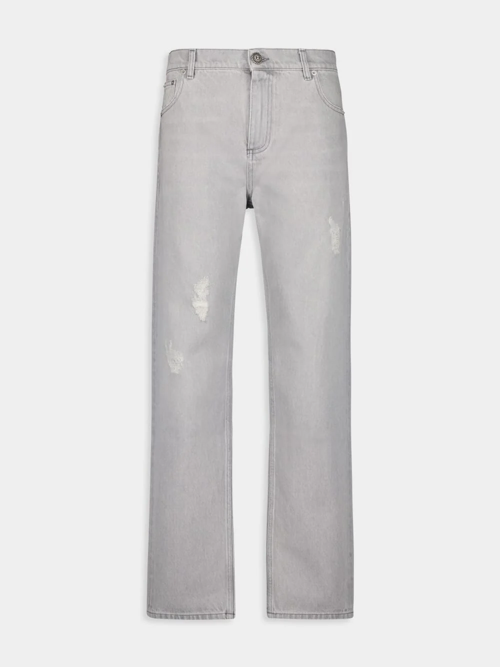 Light Grey Straight-Cut Denim Jeans