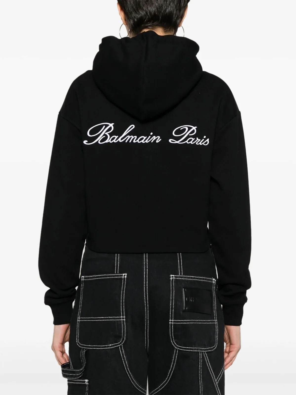 Logo Embellished Crop Hoodie - Image 4