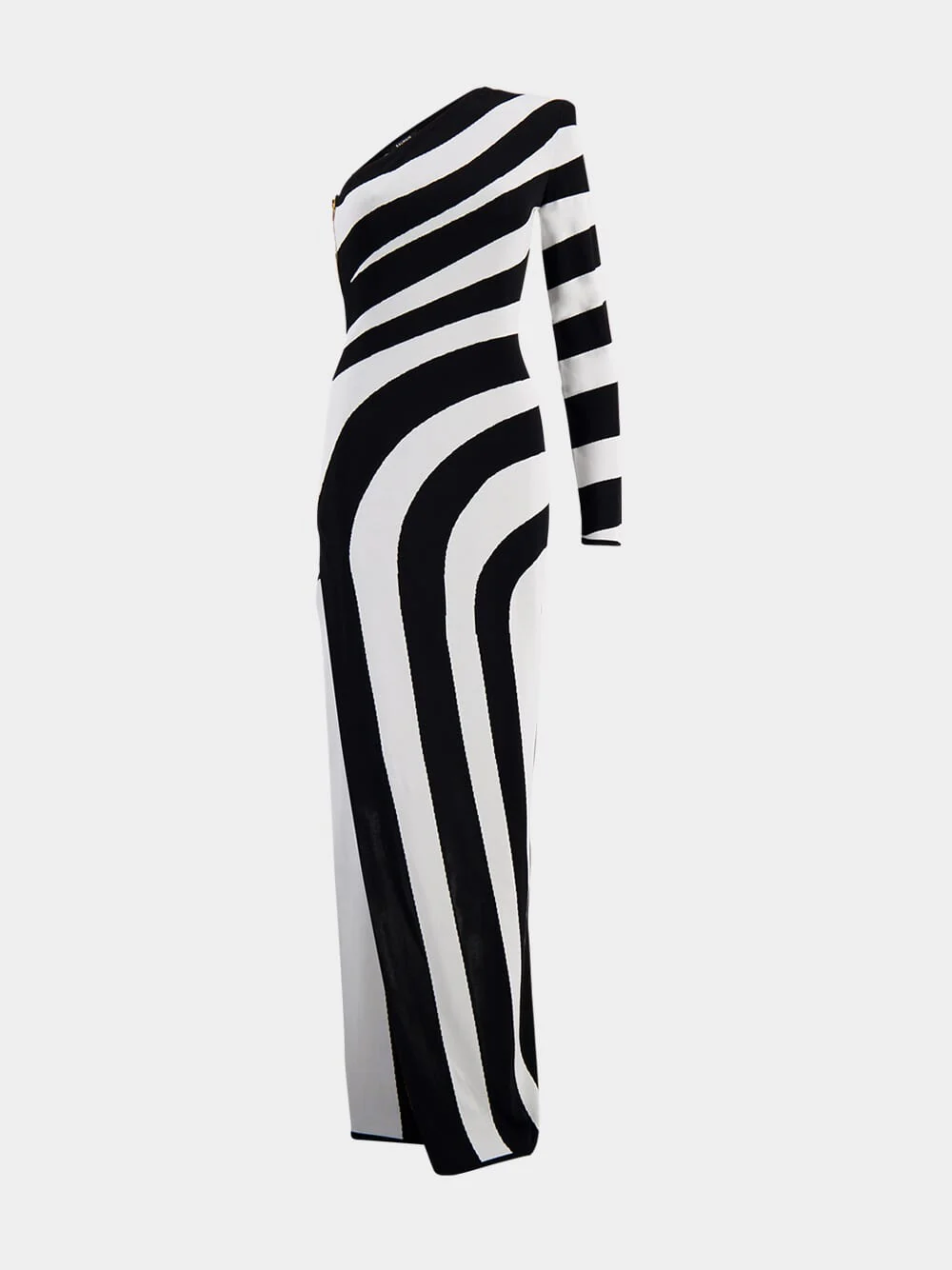 Long Asymmetrical Striped Knit Dress - Image 2