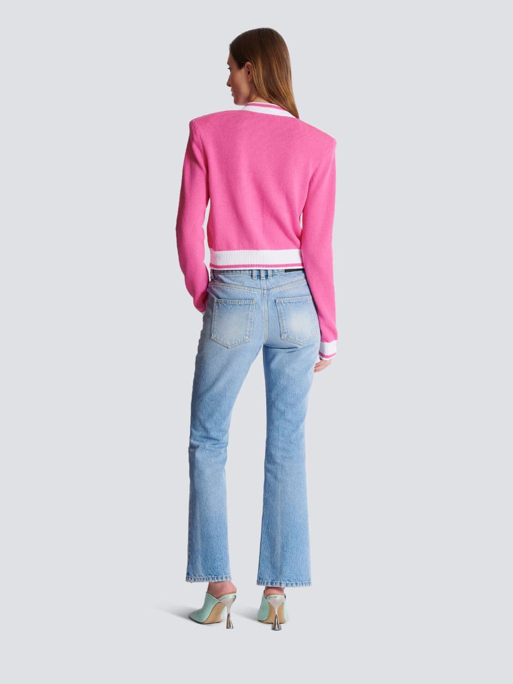 Pink Balmain Signature Knit Cardigan - Image 4