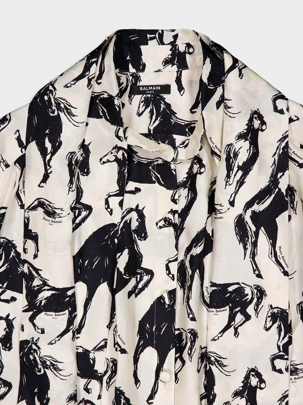 Printed Silk Tie-Neck Shirt - Image 5