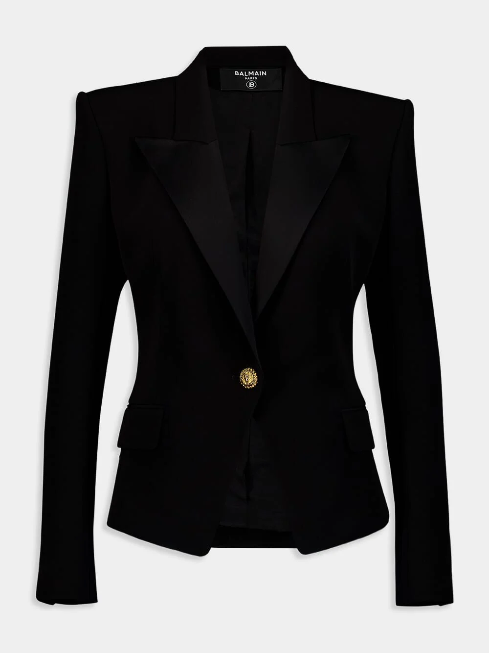 Satin-Lapel Crepe Blazer