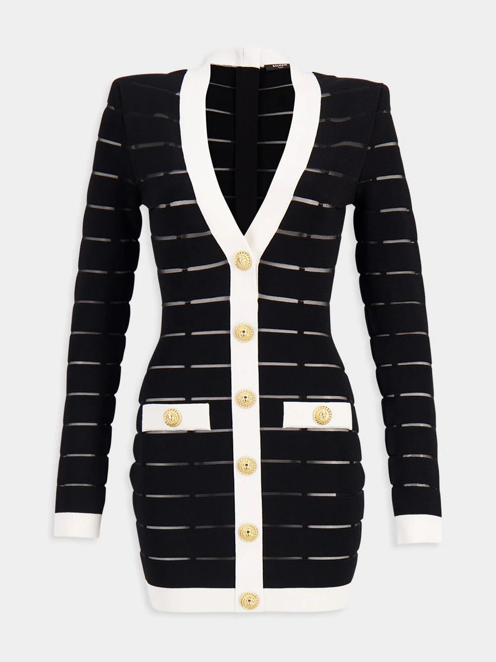 Two-Tone Knit Dress with Buttons - Image 2