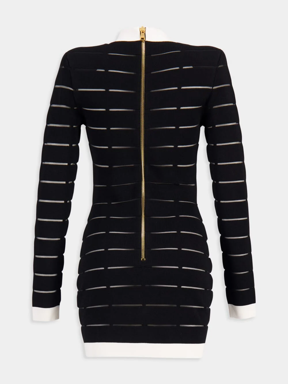 Two-Tone Knit Dress with Buttons - Image 3