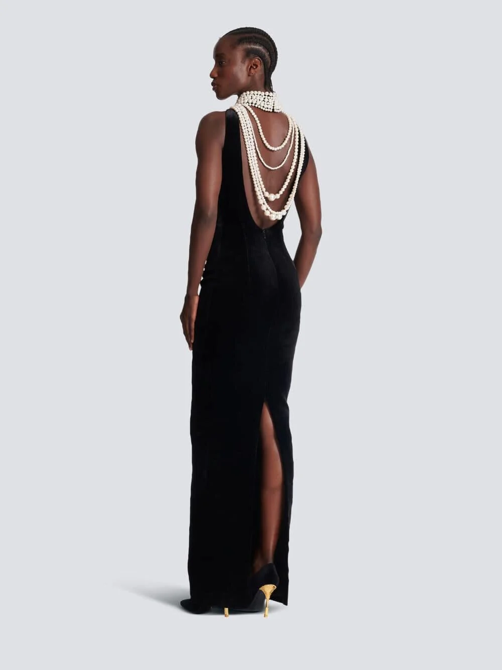 Velvet Halterneck Maxi Dress - Image 3