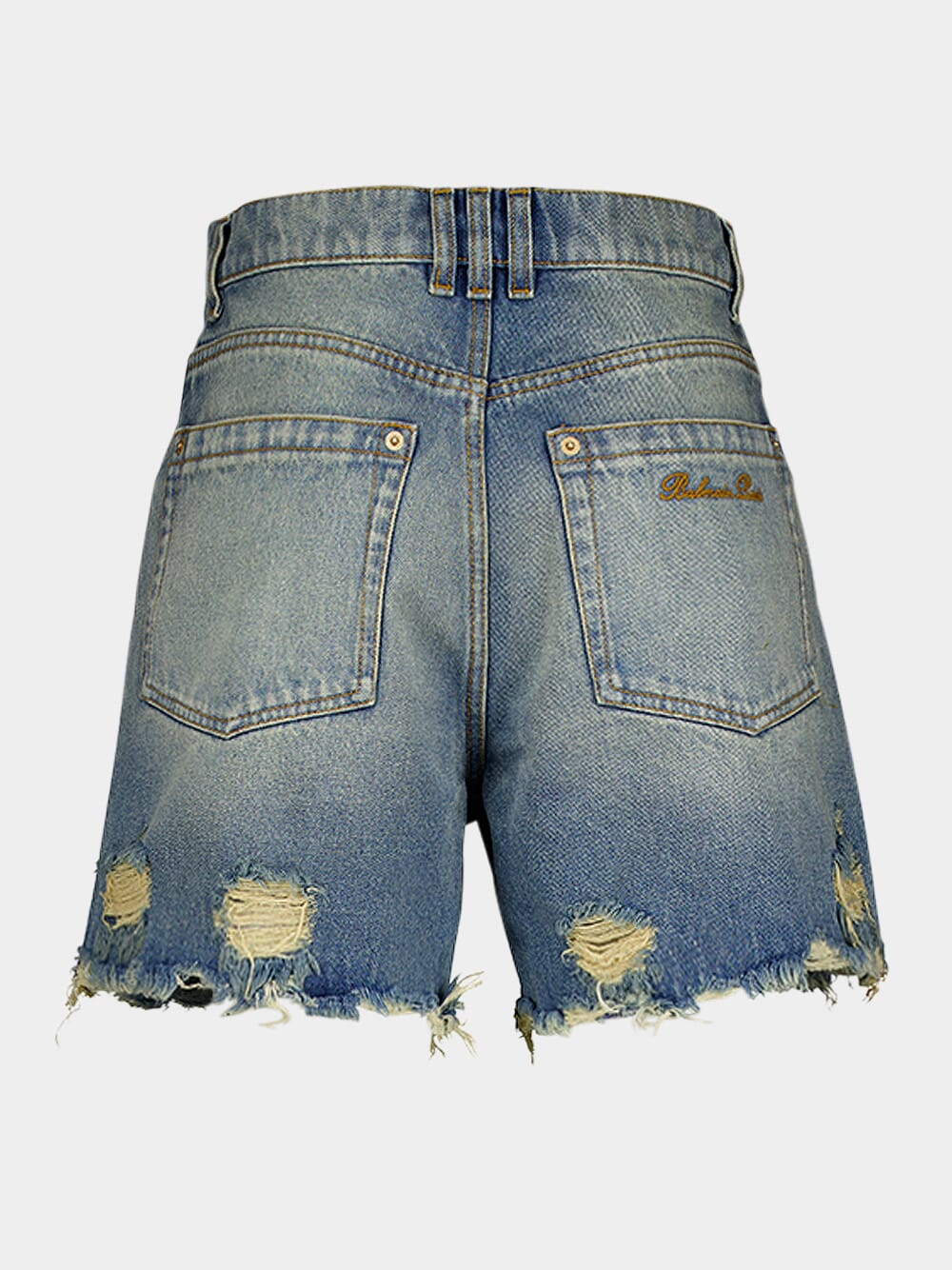 Vintage Fringed Denim Shorts - Image 3
