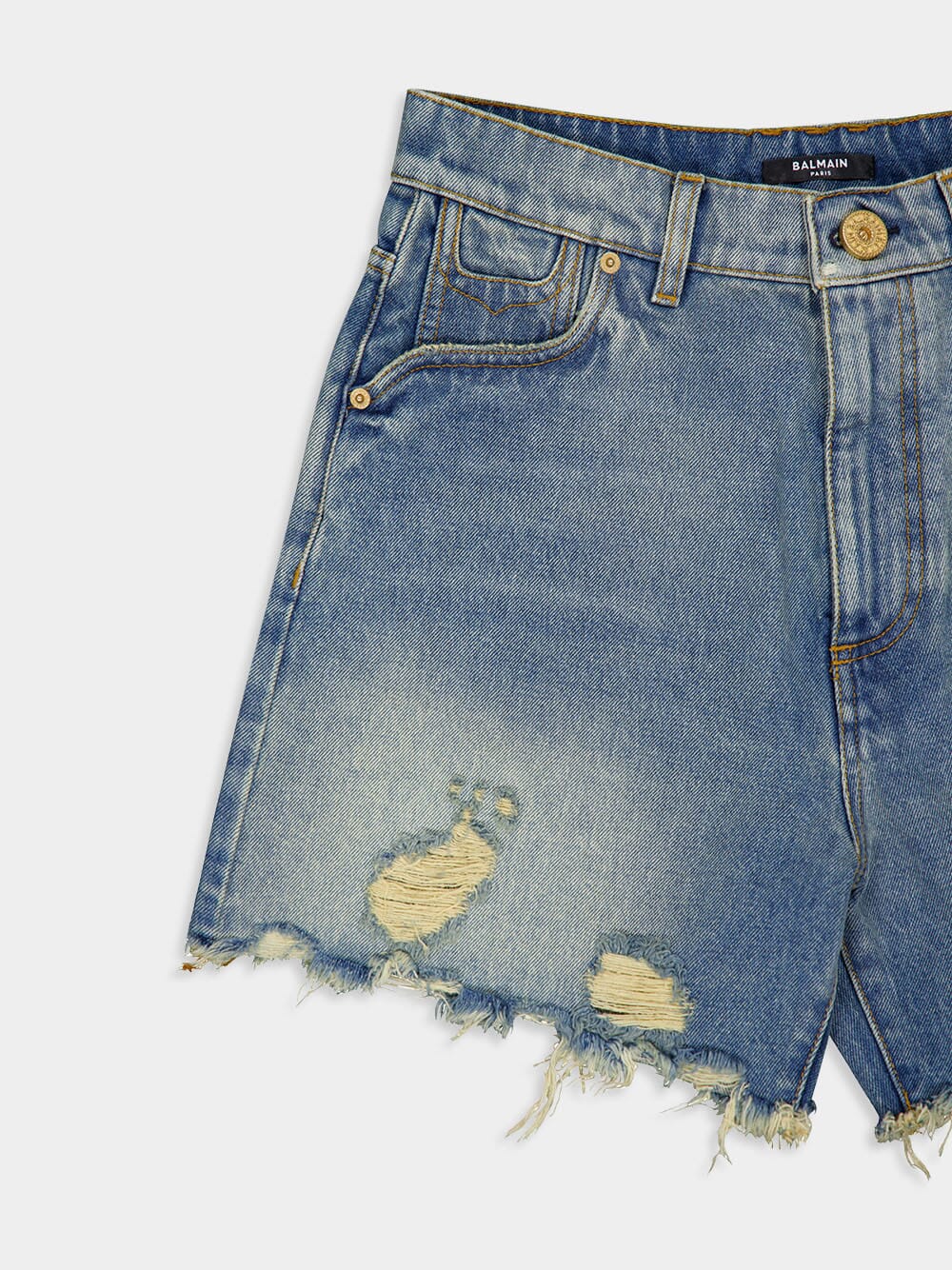 Vintage Fringed Denim Shorts - Image 5