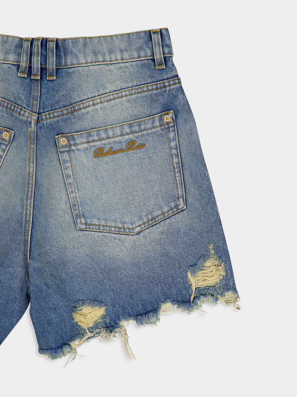 Vintage Fringed Denim Shorts - Image 6